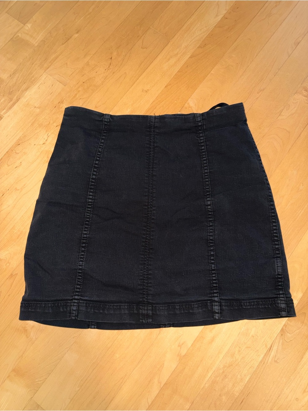 Free People Black Denim Panel Mini Skirt